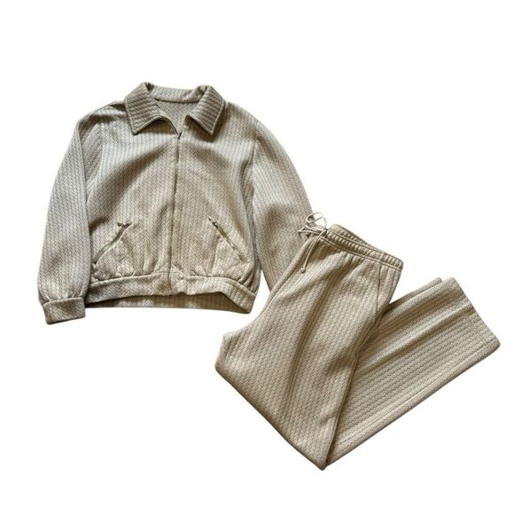 St. John Vintage Tan Brown Jogging Track Suit Set Jacket and Pull on Pants - Picture 10 of 15